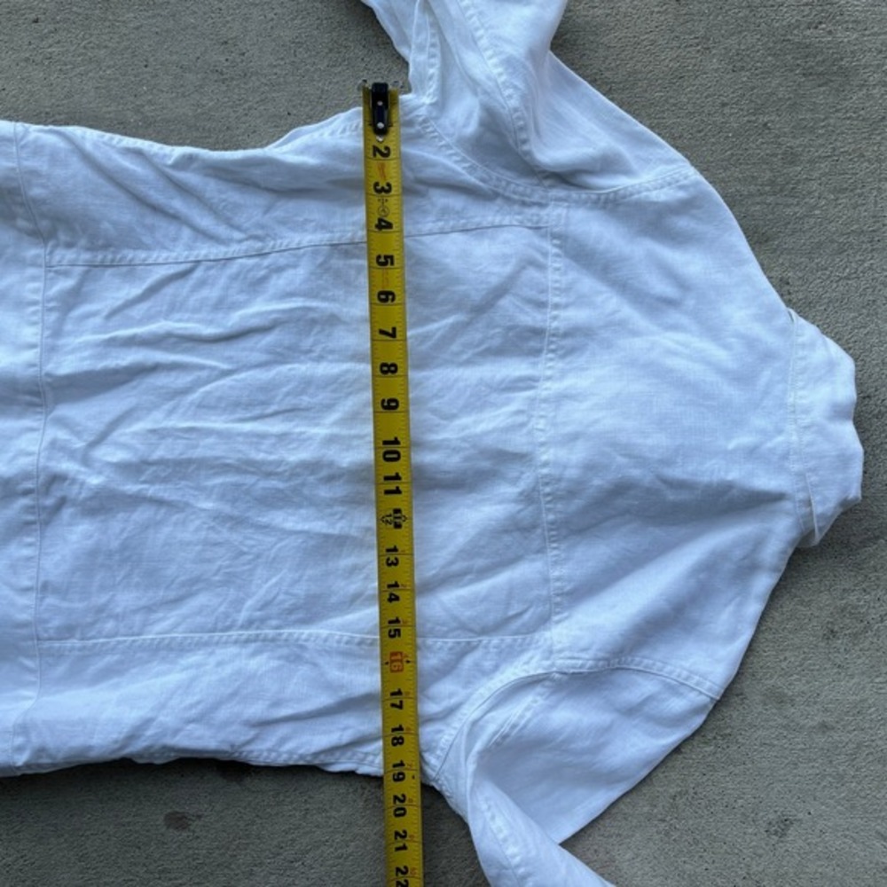 Womens Eddie Bauer Medium White Linen Utility Button Up Collared Long Sleeve - Picture 6 of 7
